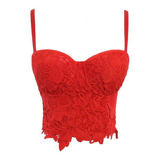 Lace cropped slim sling bra