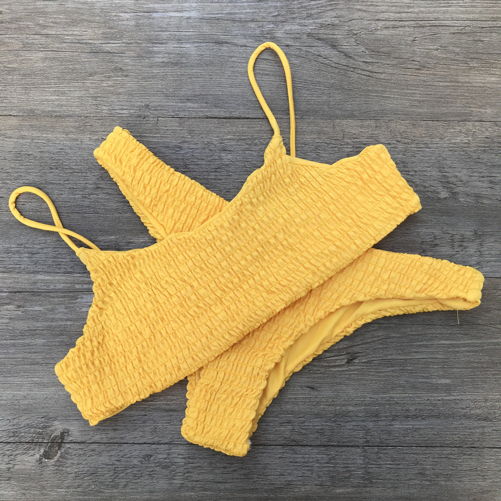 Pleated triangle bikini sets