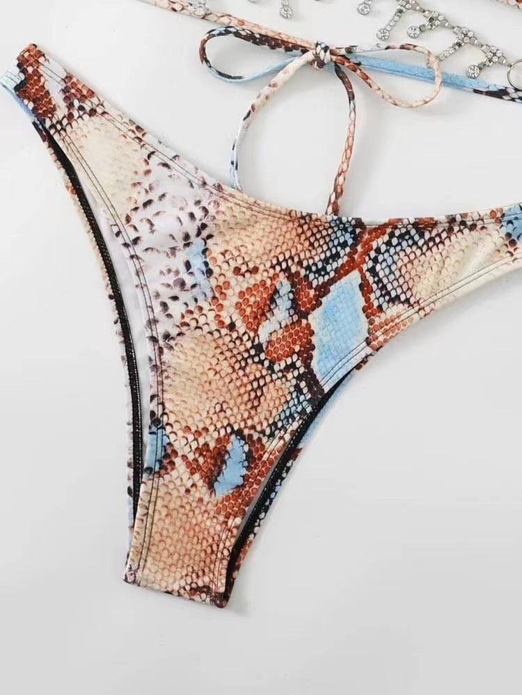Alluring split bikinis with chic shoulder straps