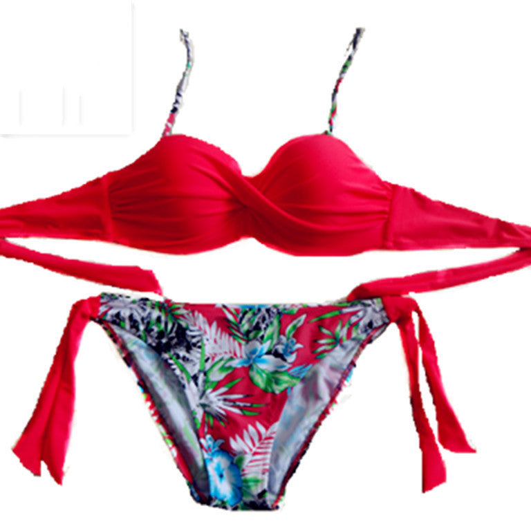 Elegant solid color patchwork push-up bikini sets