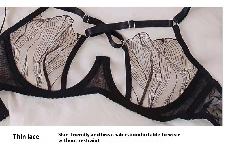 Cross-strap lingerie sets with hollow-out bras