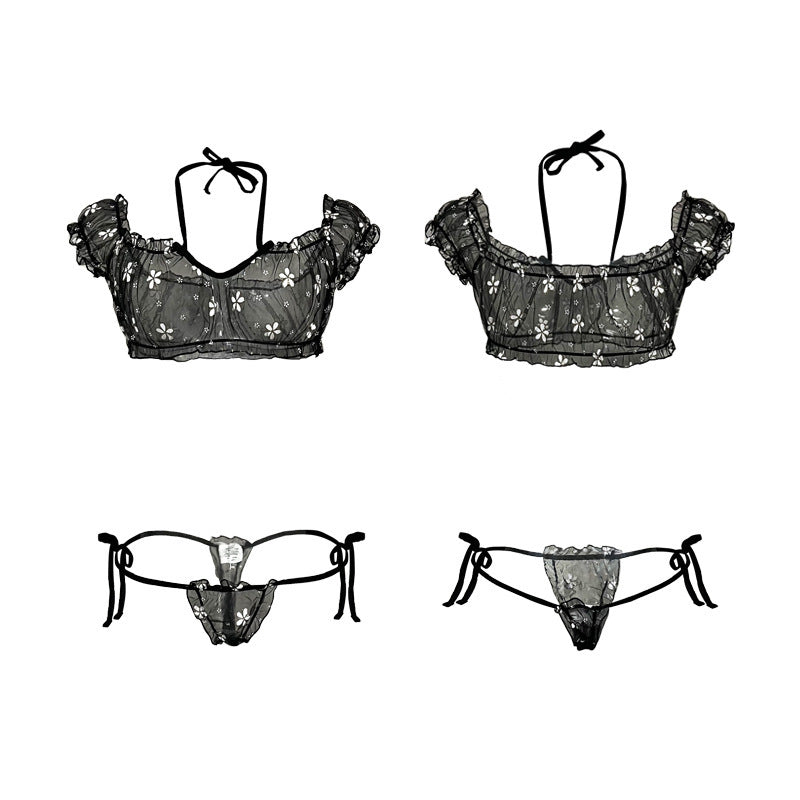 Mesh petals tube top lingerie sets