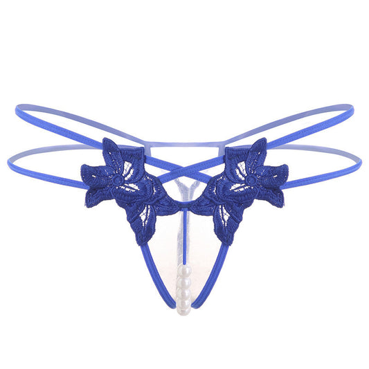 Erotic embroidered thong lingerie