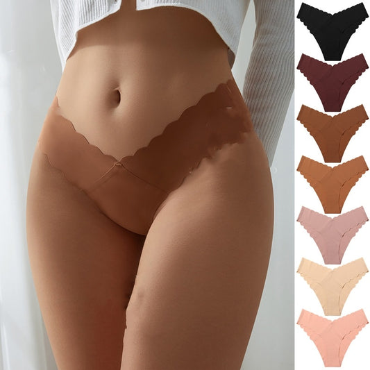 Wave lace seamless ice silk underwear