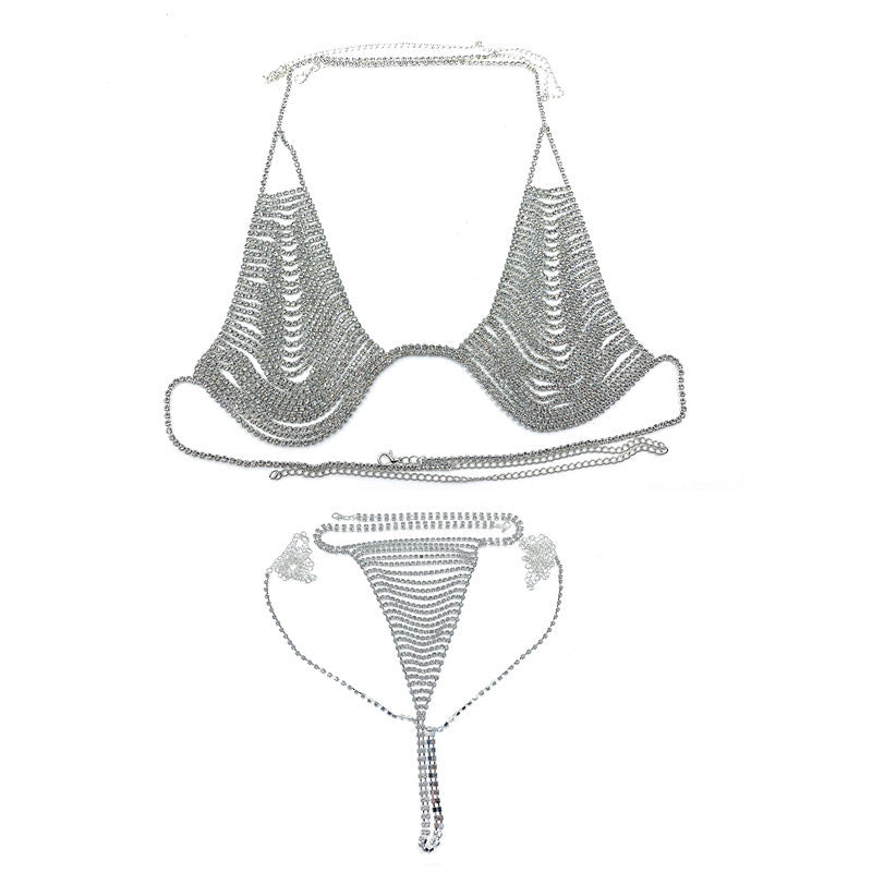 Tassel rhinestone lingerie body chains