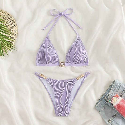 Chic tied three-point split bikinis for summer