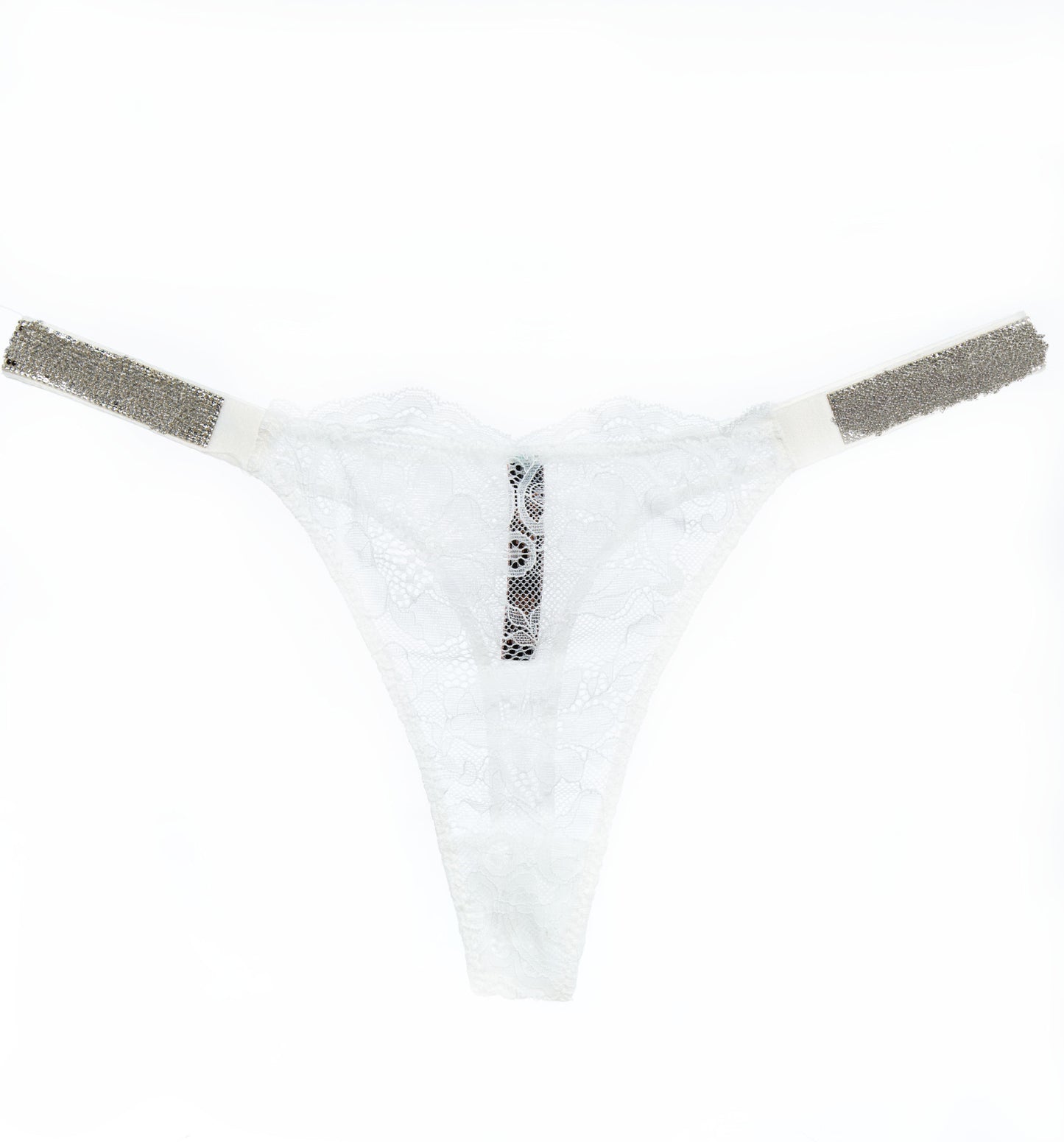 Rhinestone lace T-back underwear