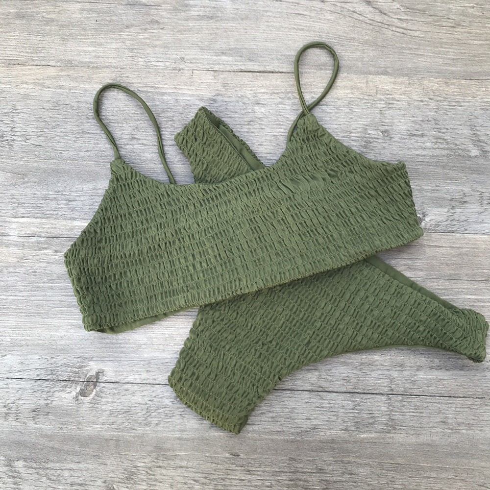 Pleated triangle bikini sets