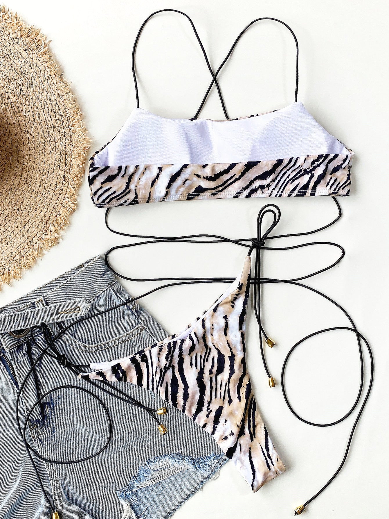 Leopard print split bikini sets