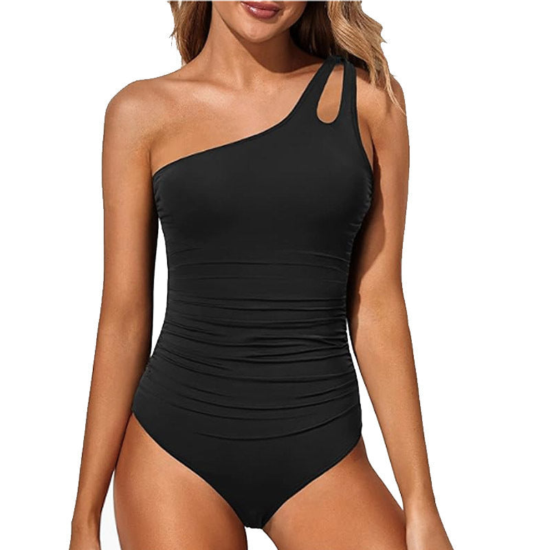 Solid color shoulder bikini sets
