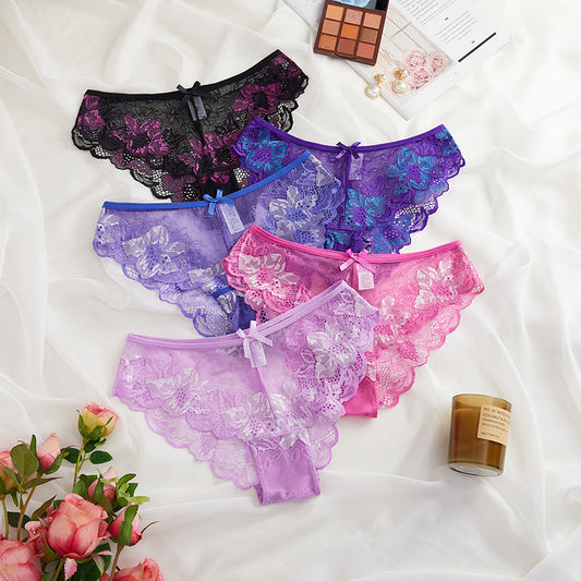 Cross sheer low waist lace underwear