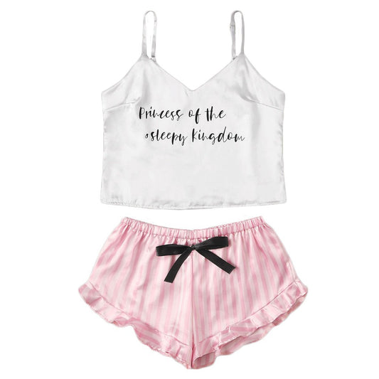 Striped satin sexy lingerie sleepwear sets