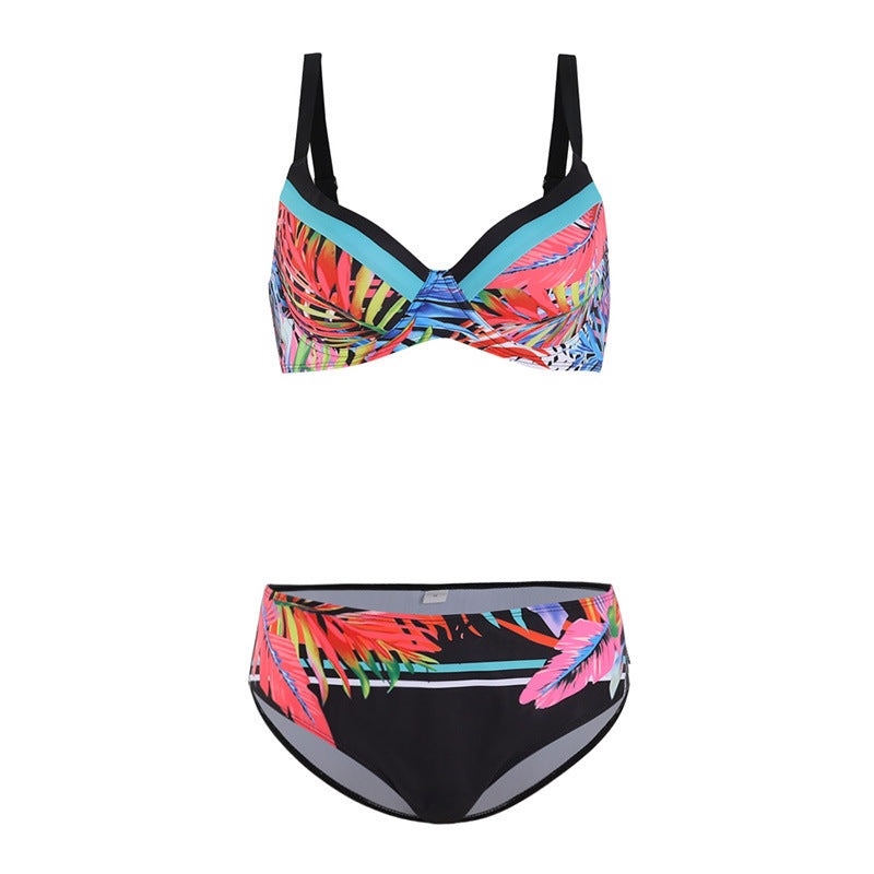 Glamorous two-piece underwire push-up halter lace bikinis