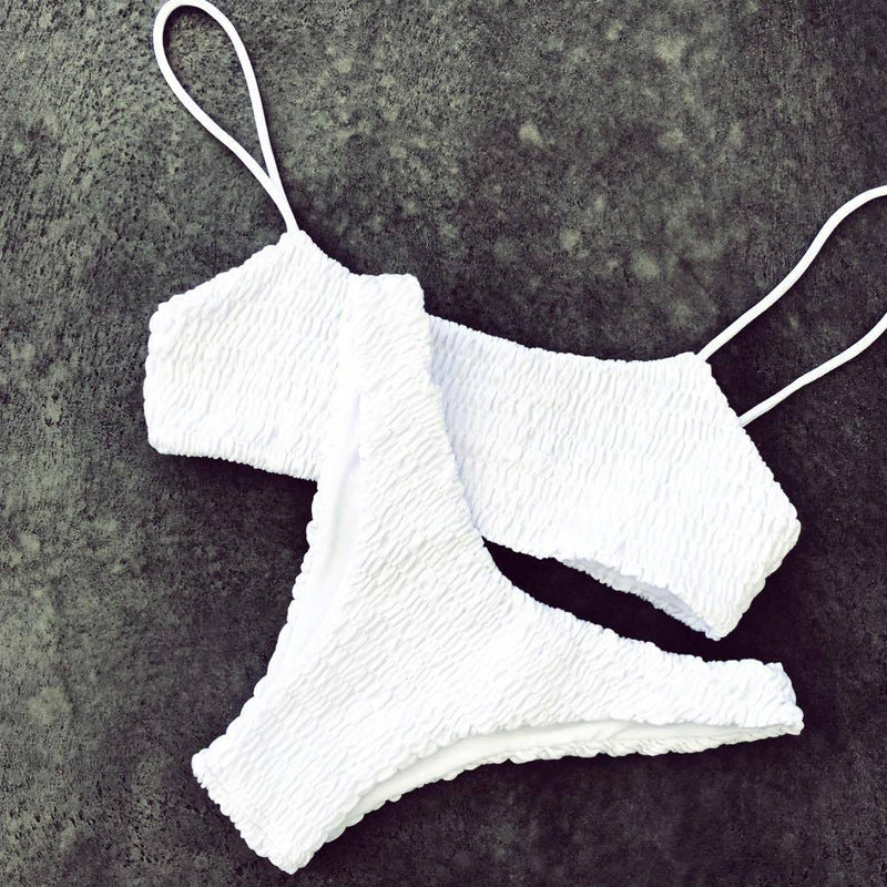 Pleated triangle bikini sets