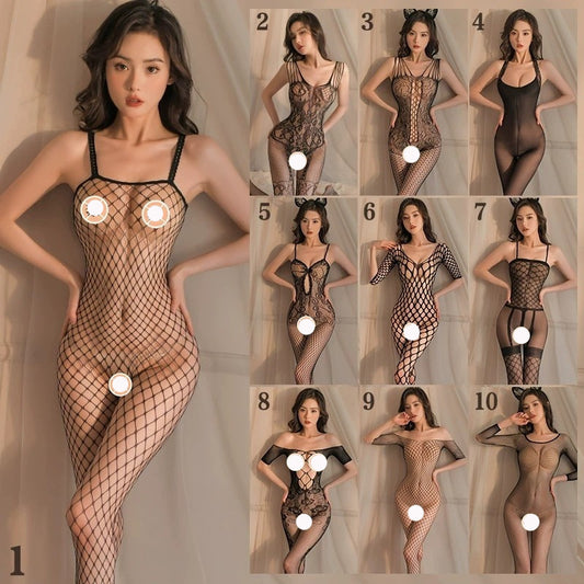 Sexy open-end passion mesh bodysuits