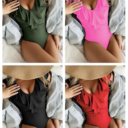 Solid color flying one-piece bikinis
