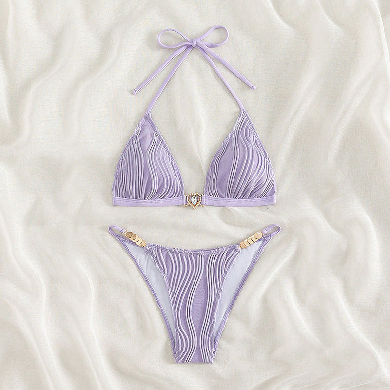 Chic tied three-point split bikinis for summer
