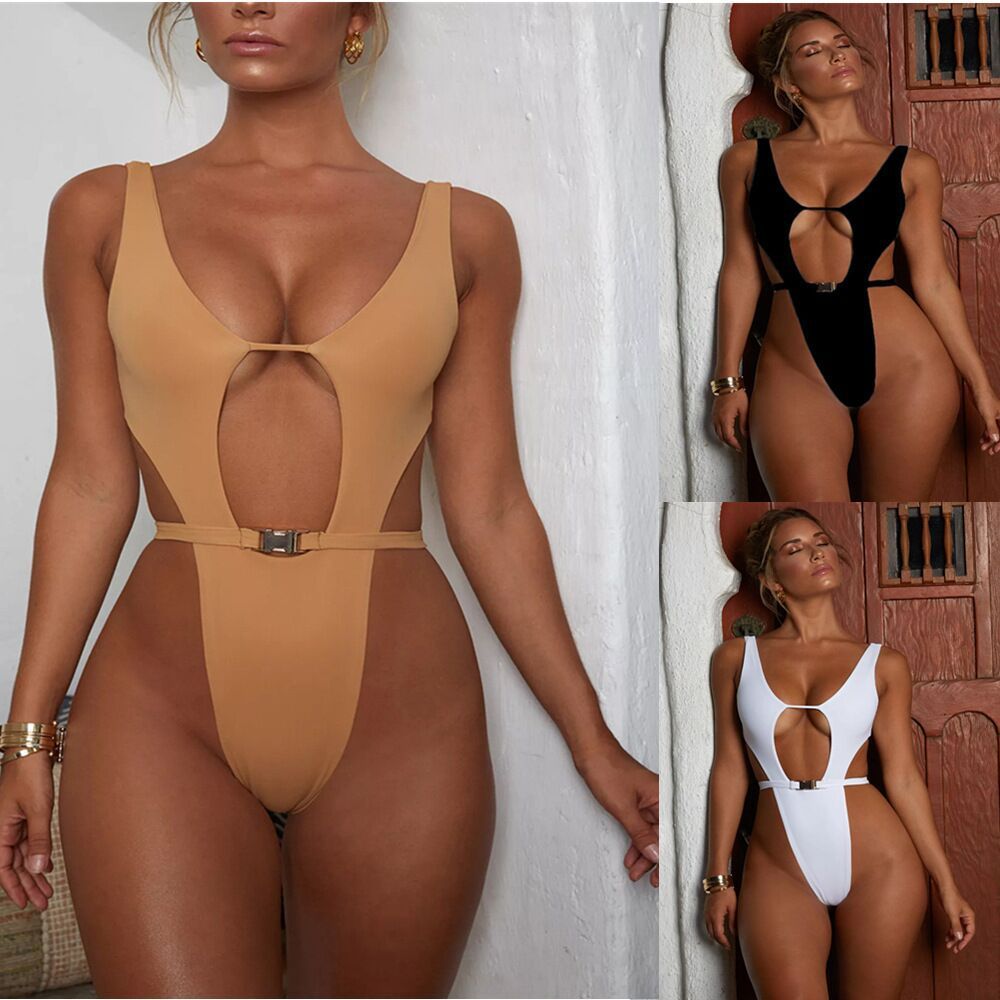 One-piece solid color sexy bikinis