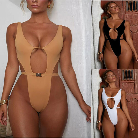 One-piece solid color sexy bikinis