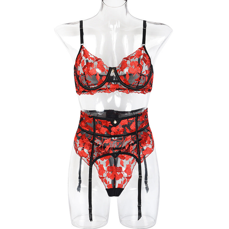 Lace red lingerie sets