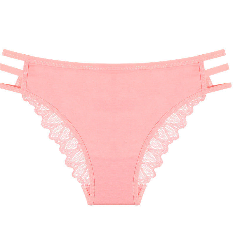 Low-waist lace cotton underwear with delicate stitching