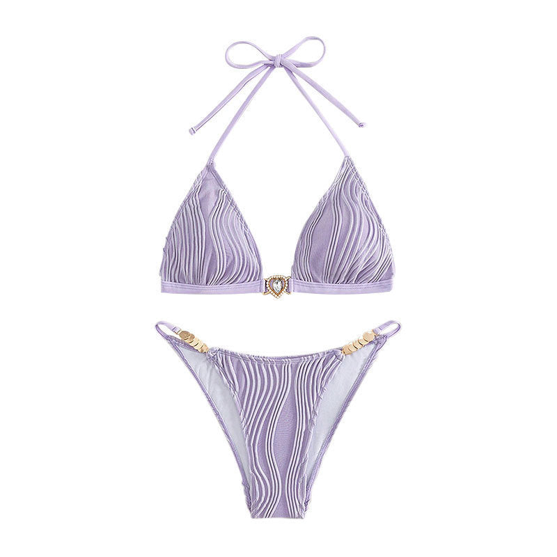 Chic tied three-point split bikinis for summer