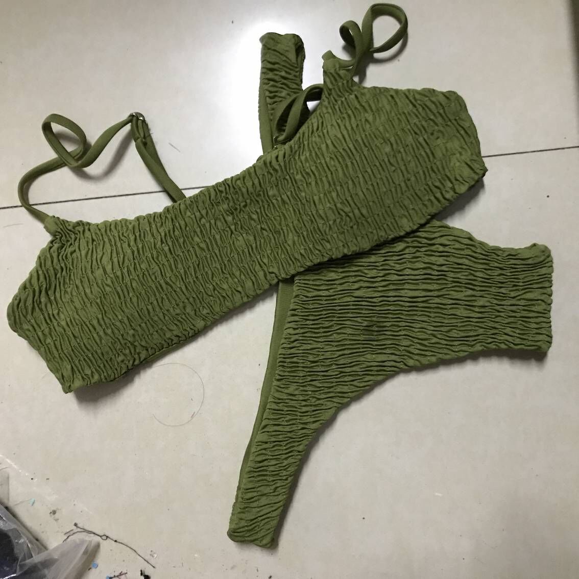 Pleated triangle bikini sets