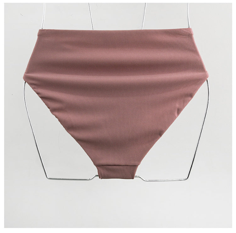 Bubble sleeve lace-up bow split bikini sets