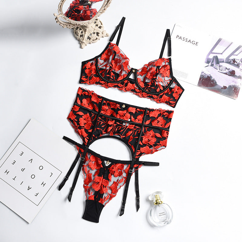 Lace red lingerie sets